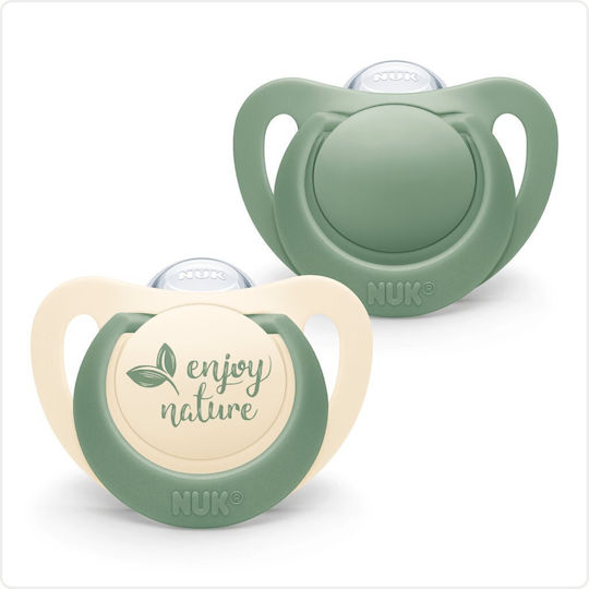 Nuk Enjoy Nature Schnuller Silikon Beige - Grün für 6-18 Monate 2Stück