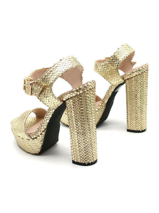 0741 Leder Sandalen Gold