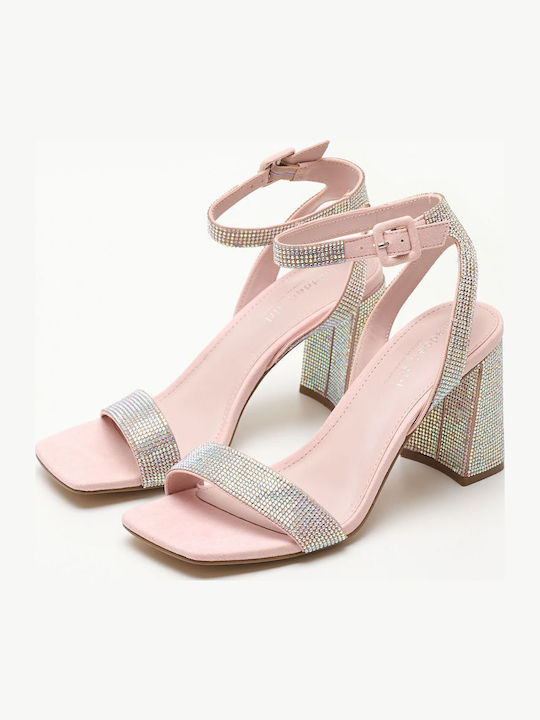 Sandalen mit Strass Rosa