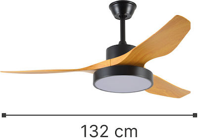 Inlight Ceiling Fan 132cm with Light and Remote Control Beige