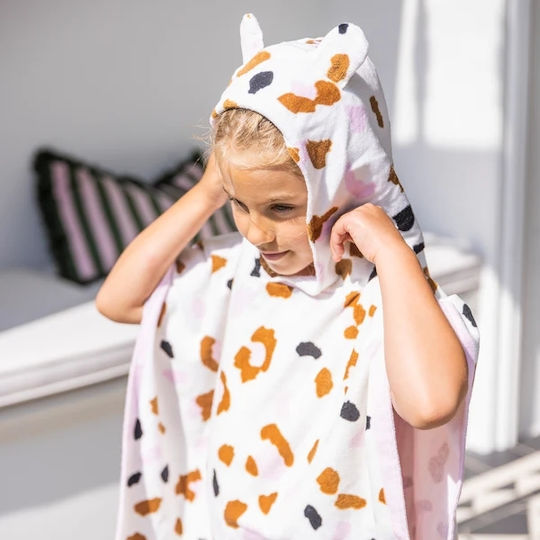 Swim Essentials Leopard Kinder Strandponcho Beige 62 x 62cm.