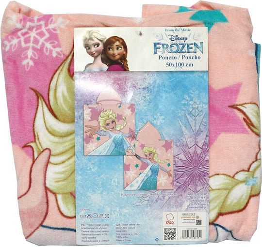 Disney 12 Digital Print Детска плажна пончо Frozen Розов 100 x 50см.