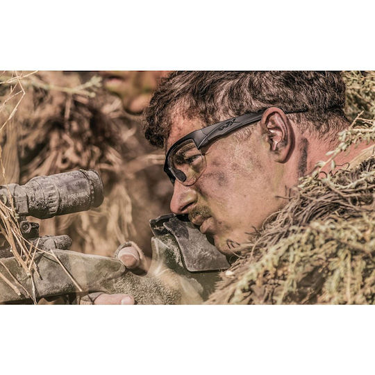 Wiley X Shooting Glasses WX Valor Set of 3 Lenses with Anti-Scratch Coating, Anti-Glare & UV Protection Black