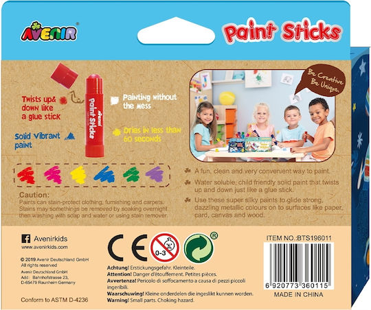 Avenir Avenir Paint Sticks Metallic Crayons Set 6 Colours