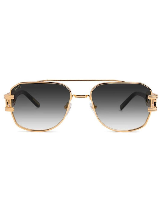 9Five Royals Men's Sunglasses with Black & 24K Gold Frame and Black Gradient Lens