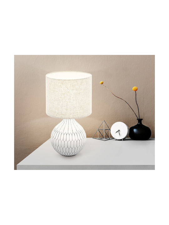 Eglo Bellariva Ceramic Table Lamp for Socket E27 with White Shade and Base 99332