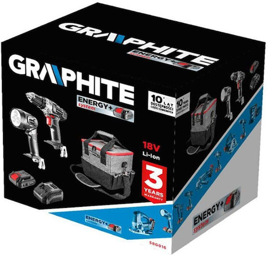 Graphite Сет Двигател за бормашина & Стъкла 18V с 1 батерия 2Ах и куфар