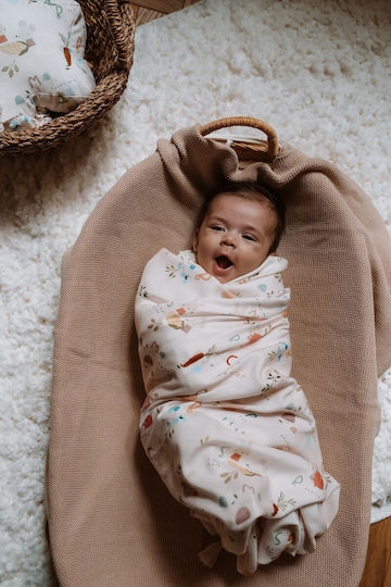 La Millou Swaddle Fruits Kuscheldecke Beige 100x120cm.