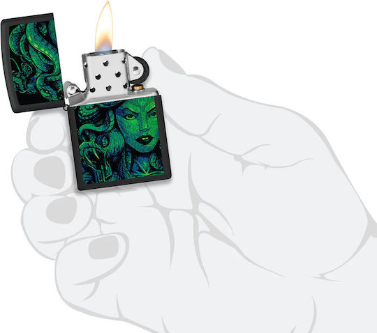 Zippo Medusa Design Windproof Flame Lighter in Green Color