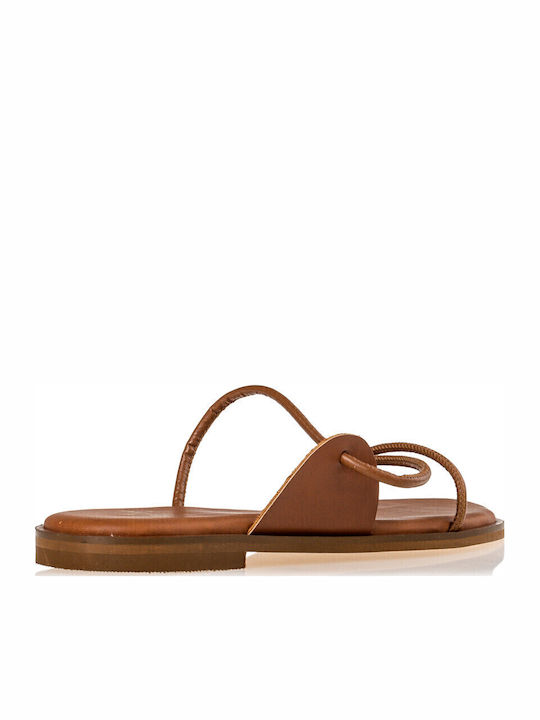 Women's Flat Sandals in Tabac Brown Color
