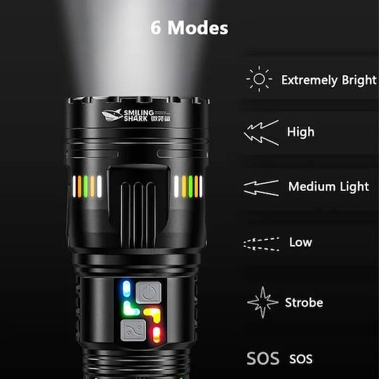 X-Balog Rechargeable Flashlight LED IP67 with Maximum Brightness 40000lm Black
