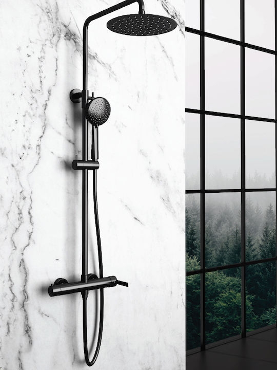 Orabella Elegance Adjustable Shower Column with Mixer Black