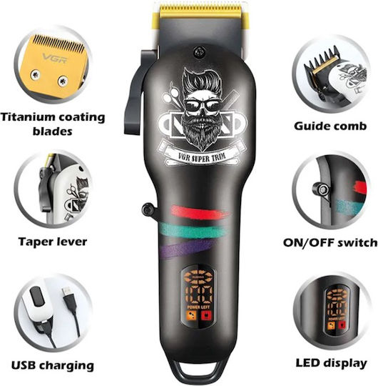 VGR Rechargeable Hair Clipper Black V-699