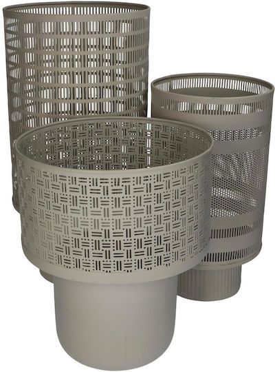 ArteLibre Metallic Lanterns Set Beige 24x24x42.5cm 3pcs