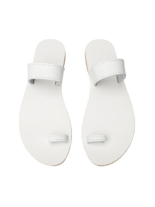 Philio Leather Women's Flat Sandals in White Color