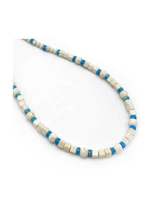 Zosimi Beads - Howlite necklace - White and Turquoise