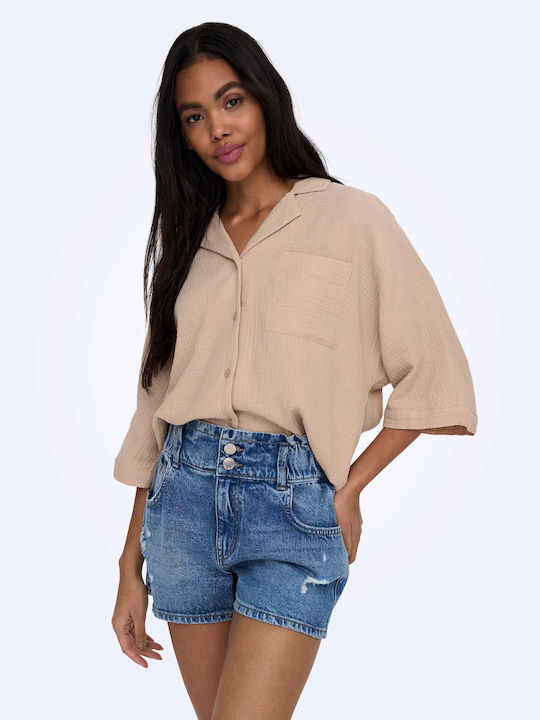 Short Sleeve Women's Shirt Brown Monochrome