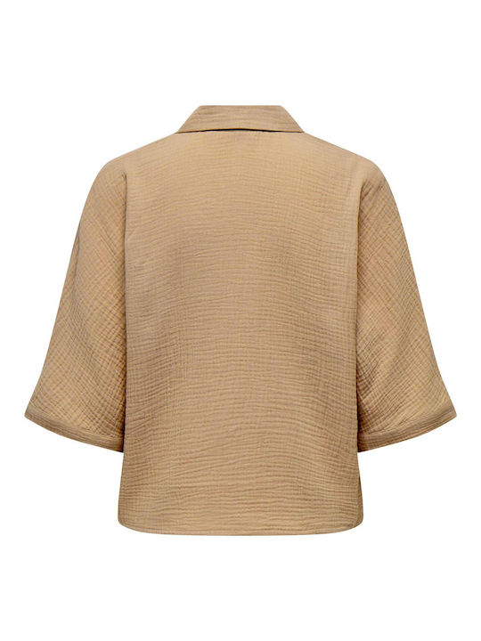 Short Sleeve Women's Shirt Brown Monochrome