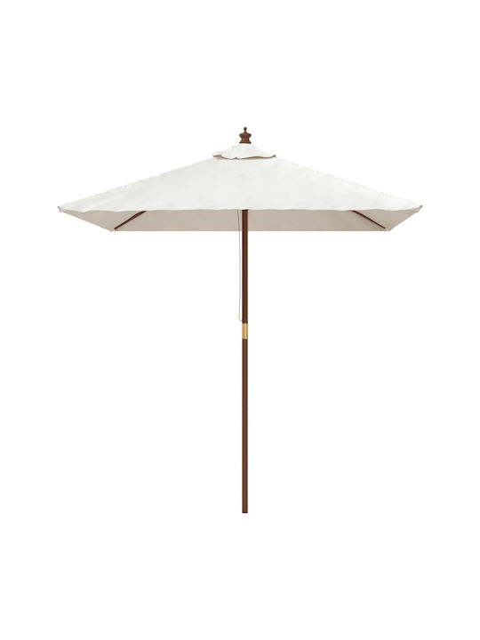 Umbrelă Pătrată Din Lemn Albă 1.98x1.98xÎnălțime 2.31m