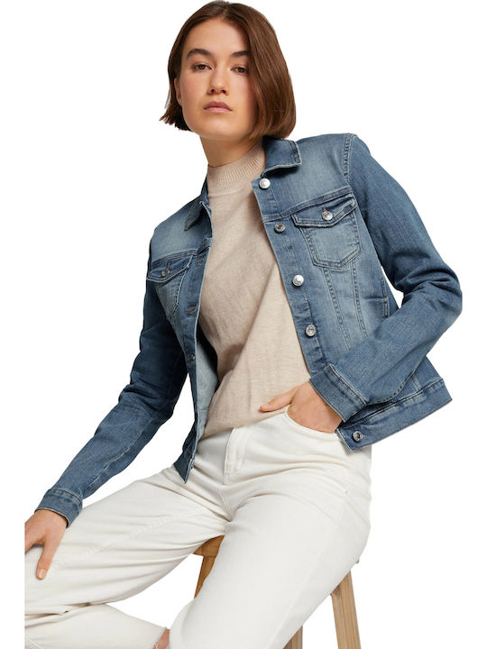 Κοντό Γυναικείο Τζιν Μπουφάν Light Stone Blue Denim