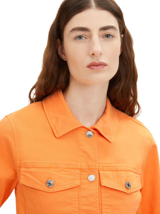 Κοντό Γυναικείο Τζιν Μπουφάν Bright Mango Orange