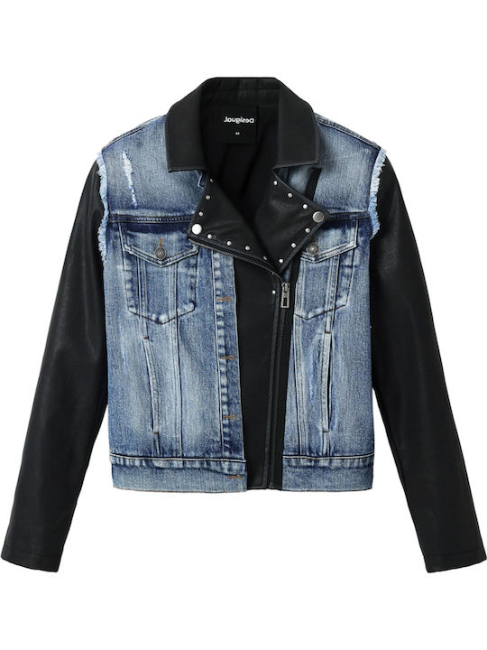 Mickey Mouse Kurz Damen Jeansjacke Blau