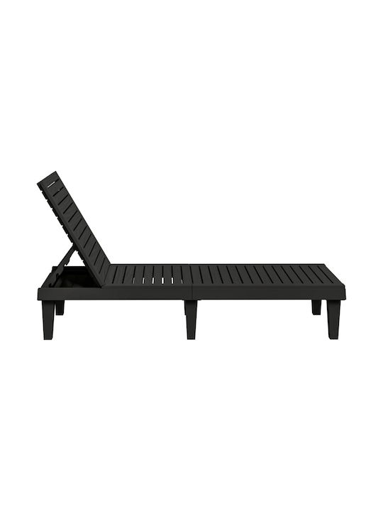 Liegestuhl Kunststoff Schwarz 155x58x83cm.
