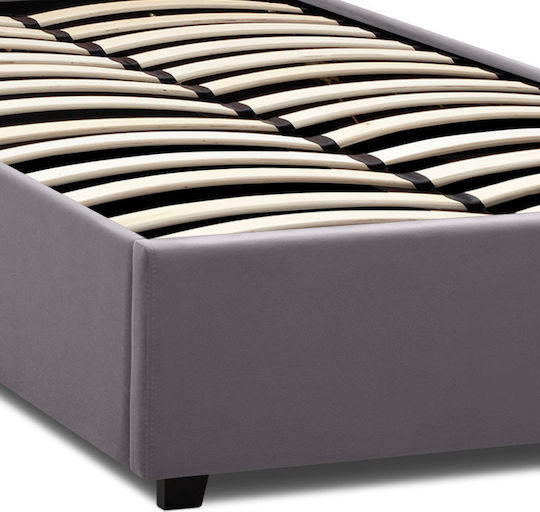 Kingston Bett Einzelbett Mit Stoff bezogen Gray Stauraum & Latten für Matratze 100x200cm