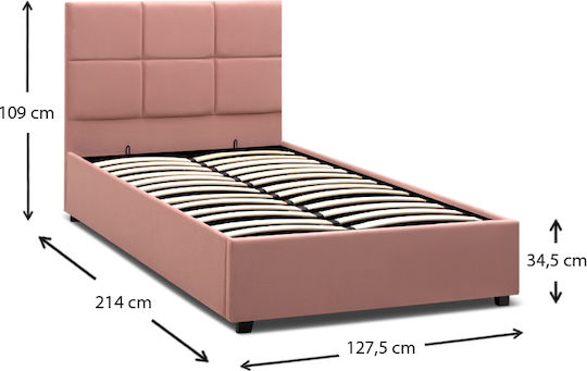 Kingston Pat Semi-dublu Roz cu Spațiu de Stocare & Lamele pentru Saltea 120x200cm