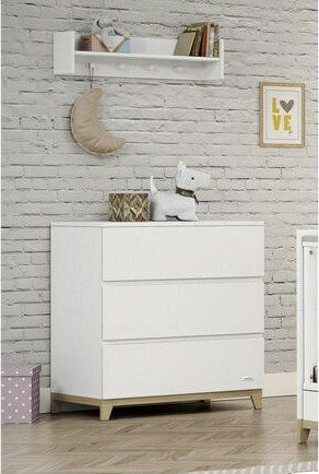 Casababy Zoom Nursery Furniture Set with Bed & Nursery Drawer White / Beige