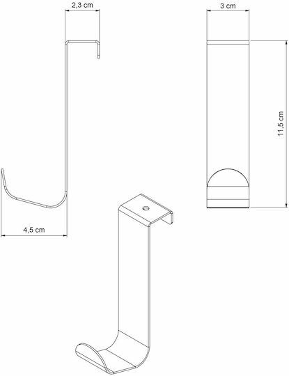 Grekon Κρεμάστρα Πόρτας 201 Μονής Θέσης 3x4.5x11.5εκ.