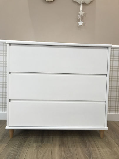 Rino Бебешка гардероб с 3 чекмеджета Бял 88x50x95см