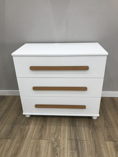 Olivia Baby Dresser with 3 Drawers White 85x50x95cm