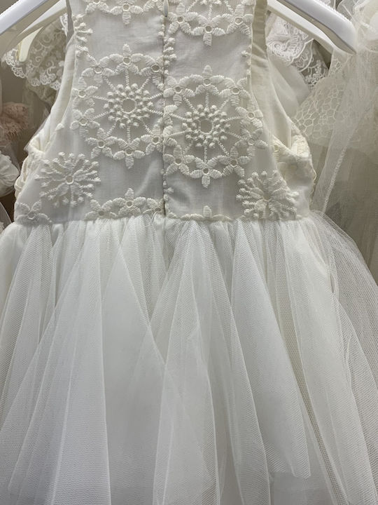 Stova Bambini Εκρού Βαπτιστικό Σετ Ρούχων με Φόρεμα & Αξεσουάρ Μαλλιών 2τμχ