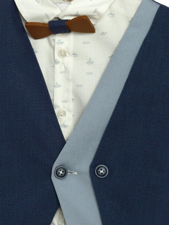 Lollipop Boys Baptism Suit with Vest 5pcs Blue