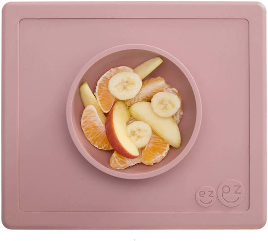 Ezpz Silicone Baby Tray Happy Bowl in Blush Pink