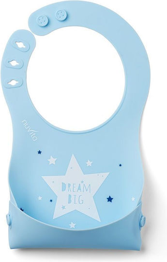 Nuvita Waterproof Silicone Baby Bib with Button and Pocket Blue-Green 2 Pieces