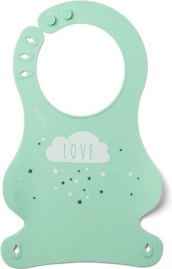 Nuvita Waterproof Silicone Baby Bib with Button and Pocket Blue-Green 2 Pieces