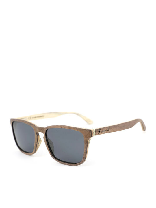 Daponte Wayfarer Unisex Γυαλιά Ηλίου με Καφέ Ξύλινο Σκελετό και Γκρι Polarized Φακό DAP320W 4