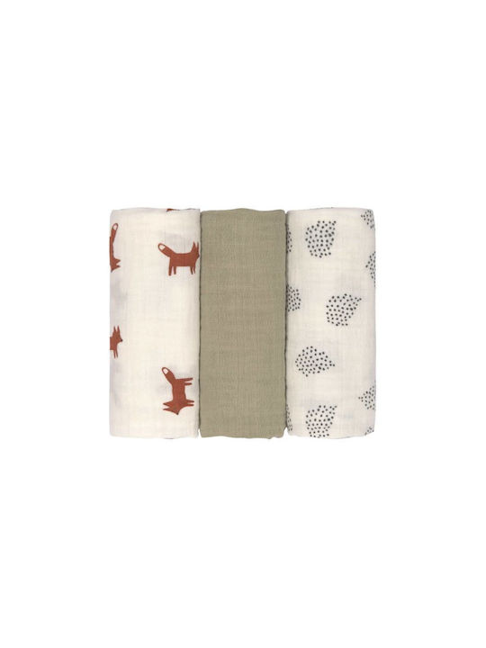 Laessig Swaddle Blanket Little Forest Fox Green 60x60cm 3pcs