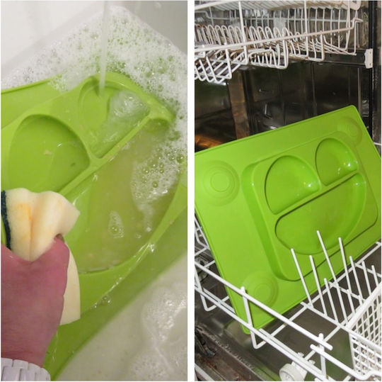 EasyTots Feeding Set made of Silicone with Non-Slip Base Green 2pcs