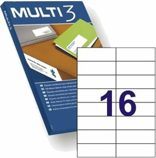 Multi 3 1600τμχ Αυτοκόλλητες Ετικέτες σε Λευκό Χρώμα 105x37mm
