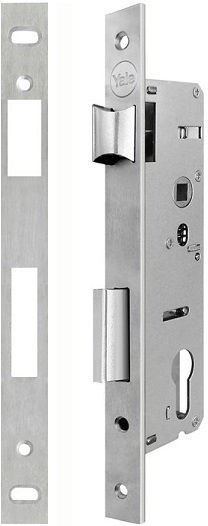 Yale Recessed Lock Front door with Center 35mm Silver