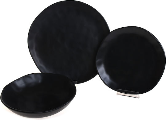 Marva Africa Plate Shallow Ceramic Black with Diameter 26cm