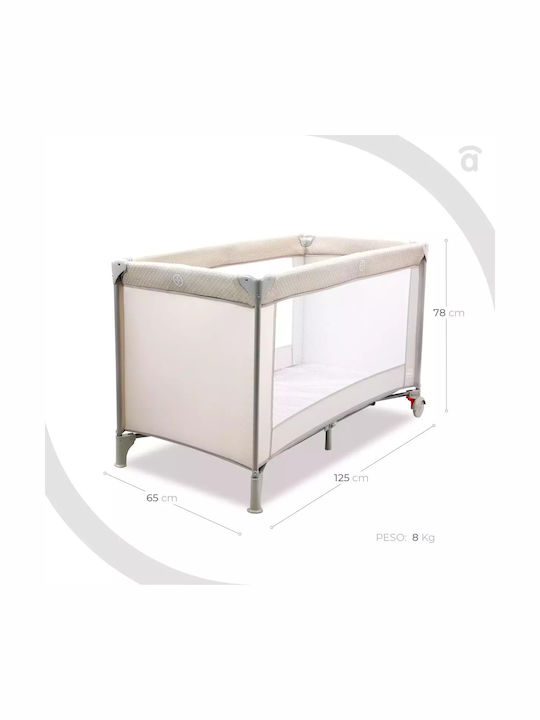 Asalvo Speed Παρκοκρέβατο με Στρώμα Μπεζ 125x65cm