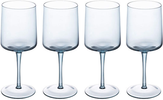 Navaris Set Glasses from Glass in Blue Colour Goblet 400ml 4 Pieces