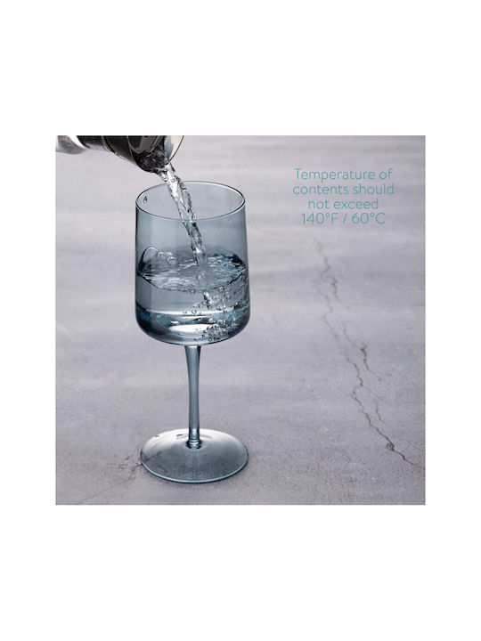 Navaris Set of Glasses for Red Wine made of Glass in Blue Color Stemmed 400ml 4pcs