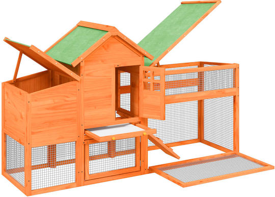 vidaXL Wooden Poultry Coop 2-Level L1.86 x W1.13 x H0.58m