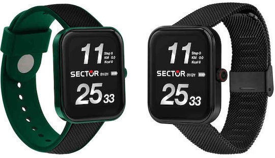 Sector S03 Pro Light Smartwatch με Παλμογράφο (Black/Green)