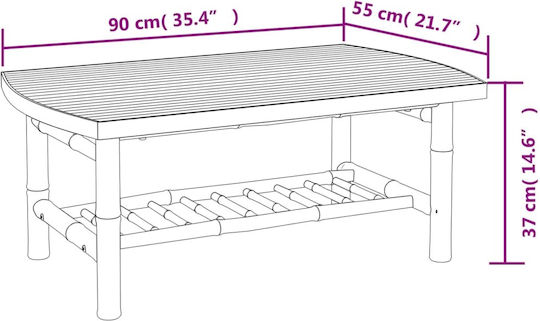 Masă Camera De Zi Pentru Spații Mici Exterioare Din Bambus 90x55x37cm